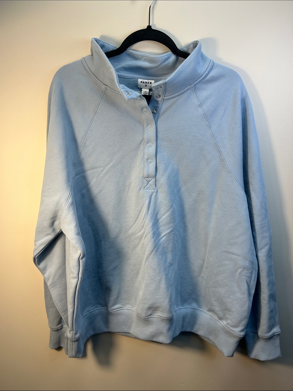 Parke Light Blue Snap-Front sweatshirt